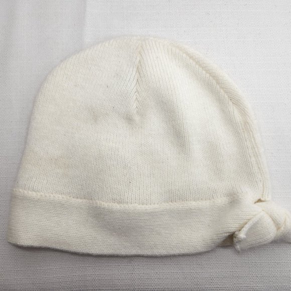Volcom Womens Ivory White OS Knit Beanie Tie Side Cap Hat Warm Outdoors Ski - Picture 3 of 4